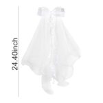 Wedding Veils for Brides White Hair Bow Veil Bridal Hair Accessories for The Bride Bridesmaid Long Veil with Comb Pearl Wedding Veil Bachelorette Party Decorations Bride to Be Bridal Shower Gift