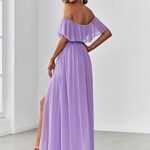 Ever-Pretty Women’s Ruffles Plus Size Chiffon A Line Bridesmaid Dresses for Weddings Long Lavender US16