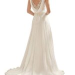 Abaowedding Women’s Wedding Dress Lace Double V-Neck Sleeveless Evening Dress Ivory US 6 Fulfilled by Amazon