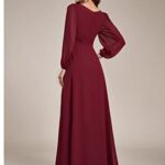 Ever-Pretty Womens Floor Length Long Sleeve Empire Waist A-Line Maxi Bridesmaid Dress Burgundy US14