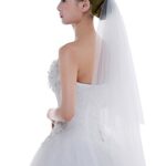 Edith qi Women’s Simple Tulle Bridal Veils Short Wedding Veils For Brides Bachelorette Party White,Free Size