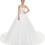 Likedpage Women’s Sweetheart Tulle A-line Wedding Dresses for Bride with Train Ivory US2