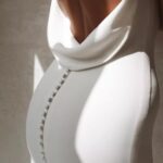 SHANDUAO Women’s Simple Boho V-Neck Wedding Dresses Spaghetti Straps Mermaid Satin Beach Bridal Gown with Train Open Back Bodycon Wedding Dress for Bride 2025 Ivory 14