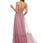 Ever-Pretty Women’s Formal Dress Sweetheart Off-Shoulder Ruched Tulle Maxi Bridesmaid Dresses Orchid US12