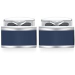 HONEY BEAR Cufflinks Mens Shirt Rectangle Stainless Steel Business Wedding Gift Navy Blue