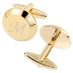GWD Cufflinks for Men Stainless Steel Golden Initial Cuff Links Alphabet Letter A-Z Groom Father Gift (Gold M)