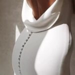 Women’s Simple Boho V-Neck Wedding Dresses Sleeveless Beach Wedding Dresses for Bride Spaghetti Straps Mermaid Satin Beach Bridal Gown with Train 2024 White 4