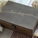 Love You Memory Wooden Decorative Box Gift For Wife Wedding Gift For Couples Laser Engraved Custom Box Keepsake Box Memory Box Wooden Art 8.5 in x 6 in x 3 in (Size 1 Dark Walnut)