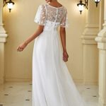 Ever-Pretty Women’s Elegant Embroidery Lace Wedding Dress Long Prom Gown White US14