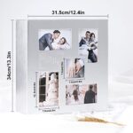 Ywlake Wedding Photo Album 4×6 500 Pocket Pictures, Leather Cover Newlywed Marriage Album Hold 500 Horizontal Vertical Photos Silver