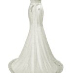 SOLOVEDRESS Women’s Lace Wedding Dress Mermaid Evening Dress Bridal Gown with Sash (US 18 Plus, Ivory)