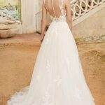 Stylefun V-Neck Lace Wedding Dresses for Bride 2022 Elegant Long Mermaid Bridal Gowns with Sleeves for Women White 8
