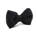 AUSCUFFLINKS Xmas Present for Him | Black Knit Bow Tie for Men Knitted Bowties for Groomsmen (Black, Standard)