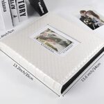 RECUTMS Photo Album 4×6 Holds 600 Photos Button Grain Larger Capacity Leather Cover Black Inner Page Baby Family Book Wedding Anniversary Pictures Birthday Photo Albums (White)