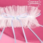 xo, Fetti White Tulle Ruffle Bridal Garter + Blue Pearl Bows | Bride to Be Accessory, Bridal Shower Outfit, Wedding Something Blue Decorations, Engagement Gift
