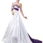FairOnly D229 Women’s Wedding Dress Bridal Gown (XX-Large, White Purple)