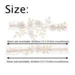 Campsis Pearl Bridal Garter Set White Flower Bride Wedding Garters Belt Handmade Leaf Strecth Prom for Women and Girls (Set of 2)