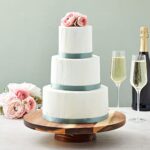 Juvale Round Acacia Wood Cake Stand for Wedding, Wooden Serving Platter for Appetizers and Desserts (12.75 Inches)