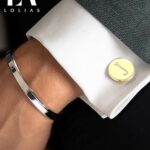 LOLIAS Cuff Links Mens Accessories Jewelry Classic Initial Cufflinks with Gift Box Gold Cufflinks,Letter J