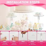 Acrylic Cake Stand, Round Cake Stands for Dessert Table, Clear Cupcake Holder for Birthday Party, Pastry Candy Pizza Display Riser for Wedding Event (Medium-9.8in)