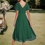 Ever-Pretty Women’s Plus Size Casual Chiffon Ruffles V Neck High-Low Bridesmaid Dress Deep Green US16