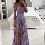 PEIYJYUSP Satin Bridesmaid Dresses for Wedding Long Prom Dress Ruched A Line Formal Party Gowns with Slit Burnt Orange US0