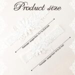 White Garters for Bride 2 Pieces, Wedding Garter for Bride Elasticity Lace Garter, Pearl Floral Wedding Garter Set for Bride, Party Prom Garter Wedding Accessories for Brides Thigh Garter