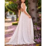 WIOJEIGO Bohemian Lace Wedding Dress A-Line Beach Bridal Gowns Long Boho V-Neck Bride Dresses for Women Ivory US8