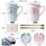 Jumway Mr and Mrs Coffee Mugs – Wedding Gifts for Bride and Groom – Gifts for Bridal Shower Engagement Wedding and Married Couples Anniversary – Ceramic Marble Cups 14 Oz Pink
