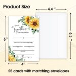 WwongxianB Set of 25 Wedding Sunflower Invitations with Envelopes, Greenery Invites for Bridal Shower, Wedding Shower Reception, Evening Invitations, Fill in Style Invites Cards -009
