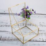 Hipiwe Vintage Glass Jewelry Organizer Box, Golden Metal Keepsake Box Desktop Jewelry Organizer Holder, Wedding Birthday Gift, Square Vanity Decorative Box for Dresser,Bathroom (Gold, Large)