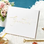 TRULIVA Wedding Guest Book, Sign in Guest Book for Wedding Reception, 9″x7″, Hardcover, Gold Foil Guestbook (Lined, Guestbook)