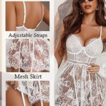 Avidlove White Wedding Lingerie for Women Bridal Lace Strappy Dress (White, Large)