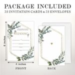 TPYEN Greenery Wedding Invitations, 25 Eucalyptus & Golden Geometry Wedding Invites With Envelopes, Double-Sided Fill In Style Invites For Mr & Mrs, Party Favor And Supplies – A12