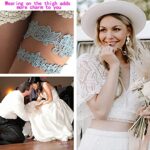 Taube Wedding Garter Set For Bride Stretchy Lace Leg Garter Floral Garters For Bride With Pearl And Rhinestones (Lace-Blue)