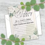 Wedding Invitation Kit with Envelopes – Wedding Muted Greens and White Themed Invitations & Envelopes – Minimalist Blank Wedding Invitations, Invitation Wedding Kit Set of 25 Beautiful Invitations