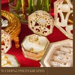 WANGJUJU Double Ring box for Wedding Ceremony, Wedding Ring Box for Ceremony, Engagement Ring Boxes for Proposal, Vintage Ring Box for Wedding, White Ring Proposal Box, Crystal Ring Box Gift (2 SLOT)