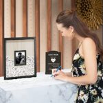 Campoli Creations Wedding Guest Book Alternative, Registry Item,12×16 Picture Frame, 65 Pcs Welcome Sign, Gift, White Hearts, Baby Shower Registry, Anniversary, Funeral, Memories (Black)