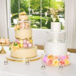 NPPLUS 2PCS Acrylic Fillable Cake Stand Cake Riser Cake Tier, Round Cylinder Display Riser Display Box, Decorative Centerpiece for Wedding Birthday Party (10″ Dx4 H inch, 6″ Dx4 H inch)