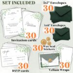 STOFINITY Wedding Invitations With Envelopes And Rsvp Cards – 30 Pcs Boho Wedding Invitation Cards, Wedding Invitation Kit, Invites Cards For Wedding Reception