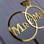 Mr and Mrs Cake Topper, Bride and Groom Sign Wedding, Engagement Cake Toppers Decorations, Mirror Gold Acrylic