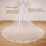 EllieWely Long 1 Tier Lace Wedding Bridal Veil With Metal Comb F10 3 M White