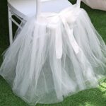 UNIQOOO Chair Tulle Tutu Decoration for Bridal Shower | Birthday Party, Veil Fluffy Look in White Color – Great for Wedding, Baby Shower – Party Accessory Supplies, 20” x 20” – Fit Standard Chair