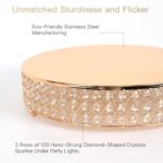 TimemoryUS 12 Inch Gold Cake Stand With Crystal, Metal Round Large Cake Stands for Wedding Birthday Party Reception Celebration
