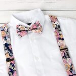 Men’s Cotton Floral Suspenders and Bow Tie Set for Groomsmen Wedding Parties, 52-Quartz 48 Inch