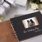 Creawoo 11’’ Mr&Mrs Wooden Guest Book Album Memory Keepsake for Wedding Anniversary Birthday with 80 Pages Blank Black Cardstocks – Available at least 160 Pictures