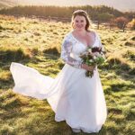 Findlovewedding Wedding Dresses for Bride 2023 with Lace Appliques Chiffon A Line Women Dress Long Sleeves Beach Bride Dress US12 Ivory