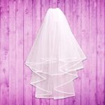 KUNG FU PARTY White Double Ribbon Edge Center Cascade Bridal Wedding Veil with Comb and Bride To Be Satin Sash Bachelorette Party Decorations Supplies