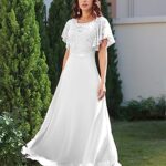 DRESSTELLS Womens Long White Wedding Dresses for Bride Formal Bridesmaid Dress for Prom Party A-line Chiffon Dresses V-Back White S