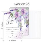 ESAMP Join Us Invitations Cards, Purple Floral Invites Cards for Wedding Reception Bridal or Baby Shower Engagement and Birthday Party and All Occasion 4 x 6” Invites (25 Cards and Envelopes)-11